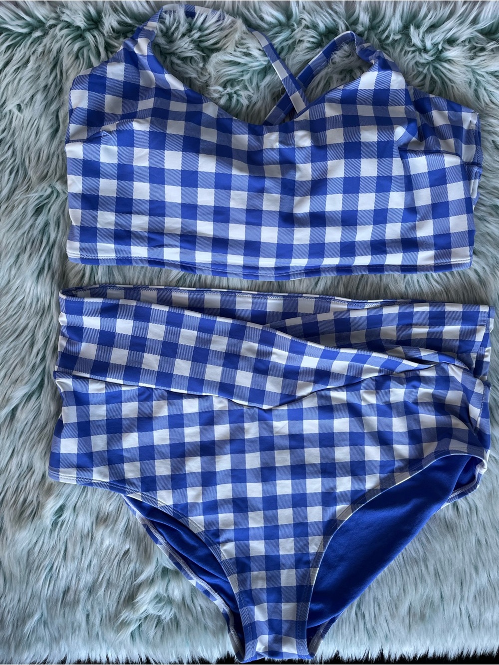Pennington’s Blue Gingham Two-Piece Swim Set